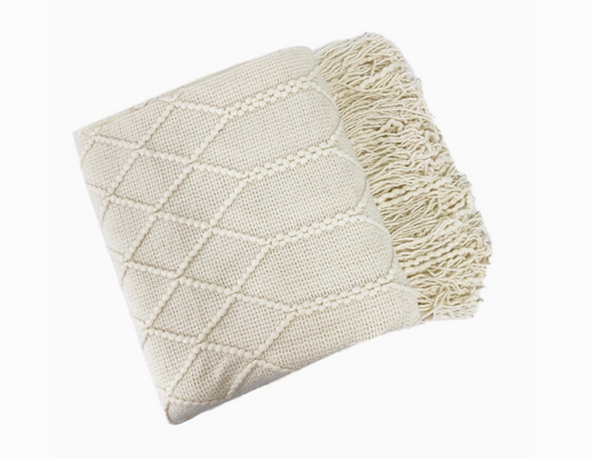 Diamond Knit Throw - Ivory