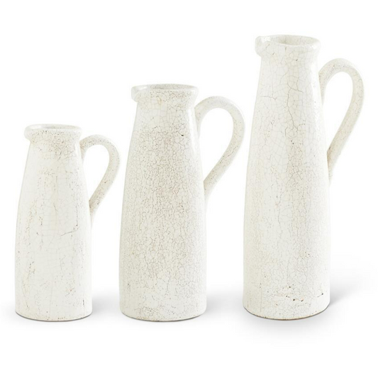 White Crackled Pitcher
