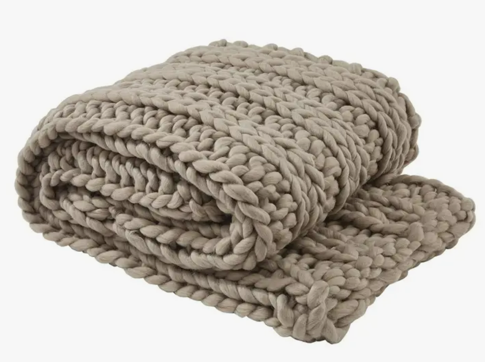 Chunky Knit Blanket - Mushroom